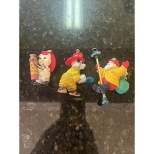 Hallmark Gold Crown Ornament Lot Of 3‎ Fireman Vintage Santa Firemen Dog 1992